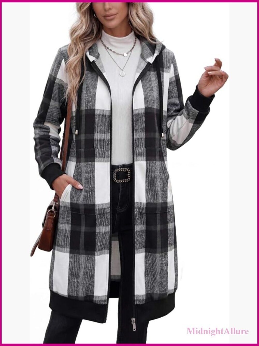 Oversized Zip Up Fleece Hoodie Longline Sweatshirt with Pockets